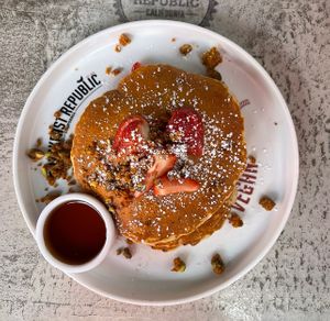 vegan tres leches pancakes (seasonal)   at Breakfast Republic - Hillcrest in San Diego