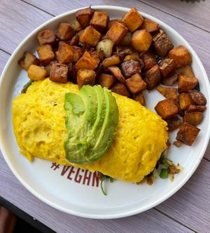 omelet plated at restaurant   at Breakfast Republic - Hillcrest in San Diego