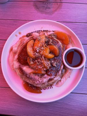 peaches and cream pancakes (seasonal)   at Breakfast Republic - Hillcrest in San Diego