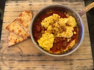 seasonal shakshuka (veganized + vegan eggs)   at Breakfast Republic - Hillcrest in San Diego