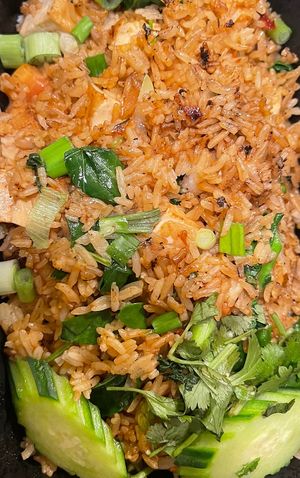 veganized fried rice   at bahn thai in San Diego