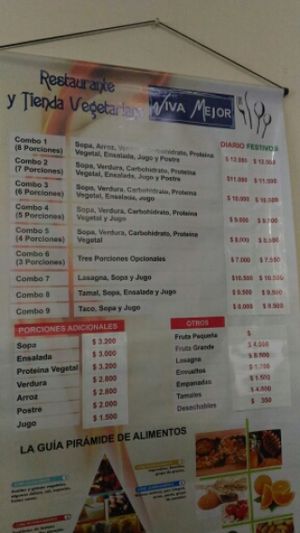 Prices at Viva Mejor in Bogota