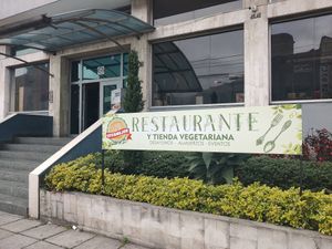 Entrance to building where restaurant is located at Viva Mejor in Bogota