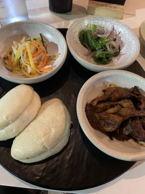Bao with marinated mushrooms at Mudra Express in Buenos Aires
