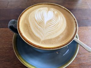 Latte on oat 😌 at Pancha Cafe in Hamilton