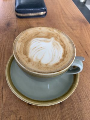 Soy flat white  at Pancha Cafe in Hamilton