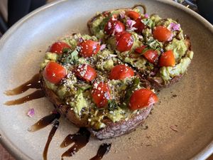 Avo on toast  at Pancha Cafe in Hamilton