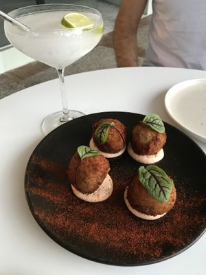 Arancini balls and margarita at Dicki's in Ascot