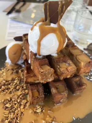 Waffles! 🤤 oat and cinnamon flavoured  at Dicki's in Ascot