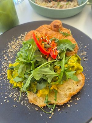 Green "eggs" with croissant at Dicki's in Ascot