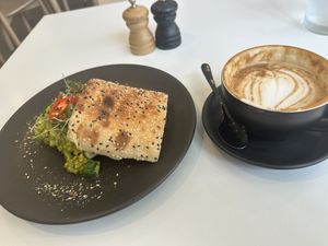 Toasted Turkish break with Pesto green and Tofu  at Dicki's in Ascot