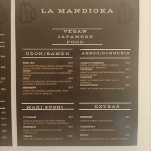 Menú 2/3 at La Mandioka in Toluca