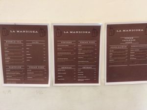Los menús en la pared   at La Mandioka in Toluca