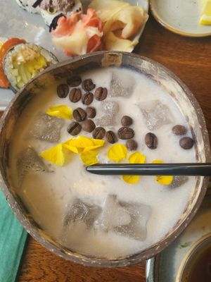 Coconut rum drink at Kimidori Green Sushi in Warsaw