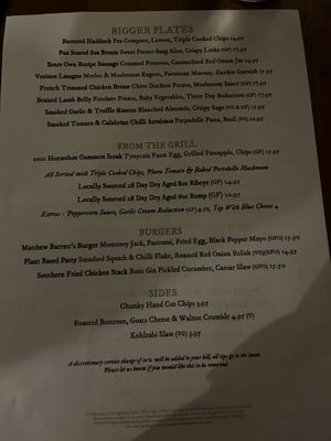 Menu  at The Bear Hotel in Cowbridge