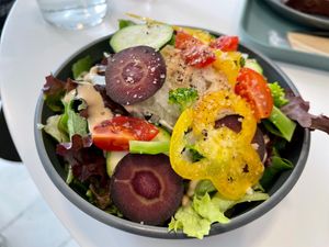Fresh seasonal salad at Cafe Planet in Kyoto