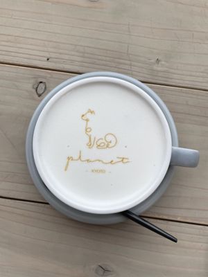 Cute latte art  at Cafe Planet in Kyoto