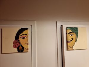 Signs in bathroom upstairs at Chandigarh in Brussels