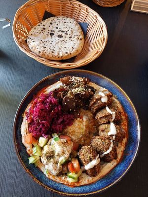 Falafel plate 10euros at 2eat Falafel & Hummus in Riga