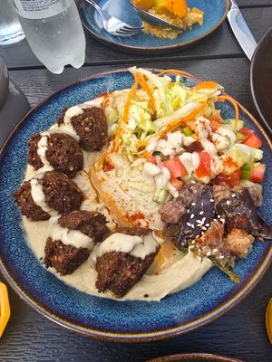 Falafel plate at 2eat Falafel & Hummus in Riga