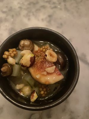 Celeriac, fig, hazelnut   at Restaurant 22 in Cambridge