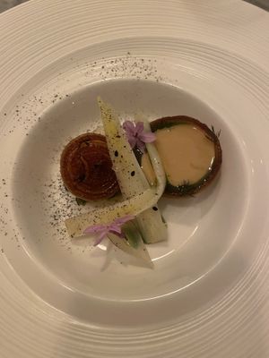 Flourish onion, smoked bouillon, trompette de la mort  at Restaurant 22 in Cambridge