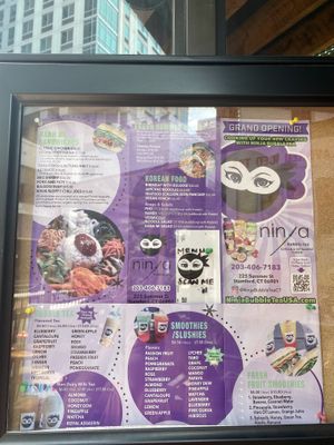 Menu  at Ninja Bubble Tea in Stamford