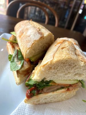 Veggie banh mi w/ sriracha and kimchi  at Ninja Bubble Tea in Stamford