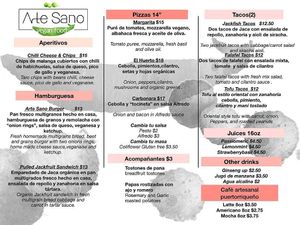 Arte Sano Menu  at Arte Sano in Aguadilla