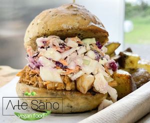 Pulled jackfruit sandwich  at Arte Sano in Aguadilla