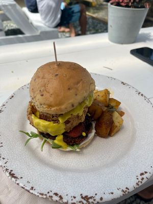 Beet burger  at Arte Sano in Aguadilla
