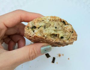 Savory scone with scallions and vegan cheese #Veganuary at Dear Vegan Bakery in Bucheon