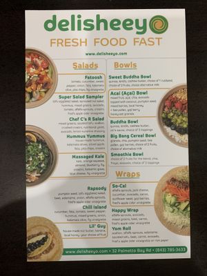 Menu - front at delisheeeYo in Hilton Head Island