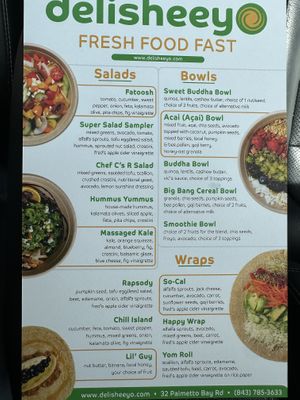 Current menu  at delisheeeYo in Hilton Head Island