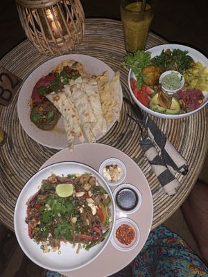 Pad thai, mezze and bowl  at THE SLOW in Mirissa