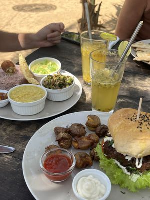 Burger and curry  at THE SLOW in Mirissa