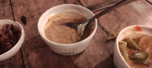 This is the portion of the dal,  just two spoonfuls at The Slow in Mirissa