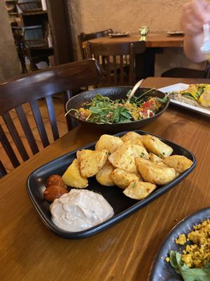 Potatoes bravas and vegan aïoli   at Ziryab in Barcelona