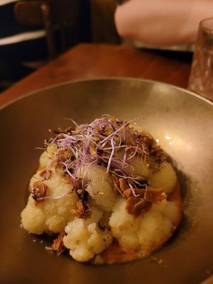Utterly insane cauliflower dish with romesco sauce that I genuinely will never forget. Wild. at Ziryab in Barcelona