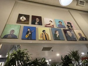 Oakland legends on the wall  at Grand Lake Kitchen in Oakland