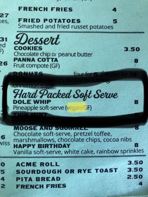 Labeled vegan dessert  at Grand Lake Kitchen in Oakland