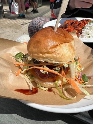 Korean Vegan chicken burger at The Watering Hole in Perranporth