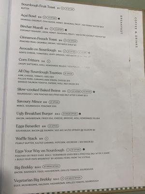 Breakfast menu   at Little Parliament in Rainbow Beach