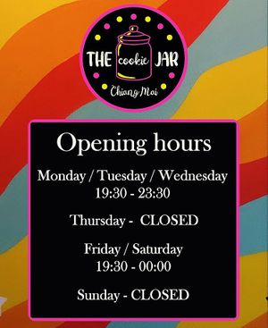 Opening hours  at The Cookie Jar in Chiang Mai