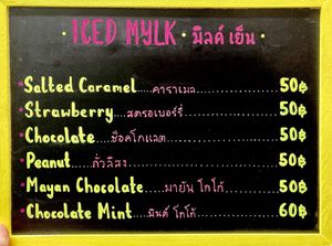 Mylk menu  at The Cookie Jar in Chiang Mai