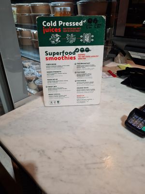 Menu at Base V Juicery in Milan