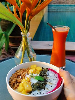 Mango Sunshine smoothie bowl  at Yoga House in Koh Phangan