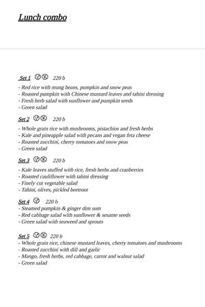 Menu 1 at Yoga House in Koh Phangan