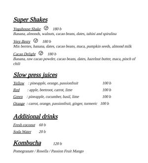 Menu 6 at Yoga House in Koh Phangan