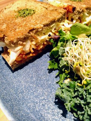 Grilled Cheese Kimchi Sandwich at Am I Addicted in Central Singapore